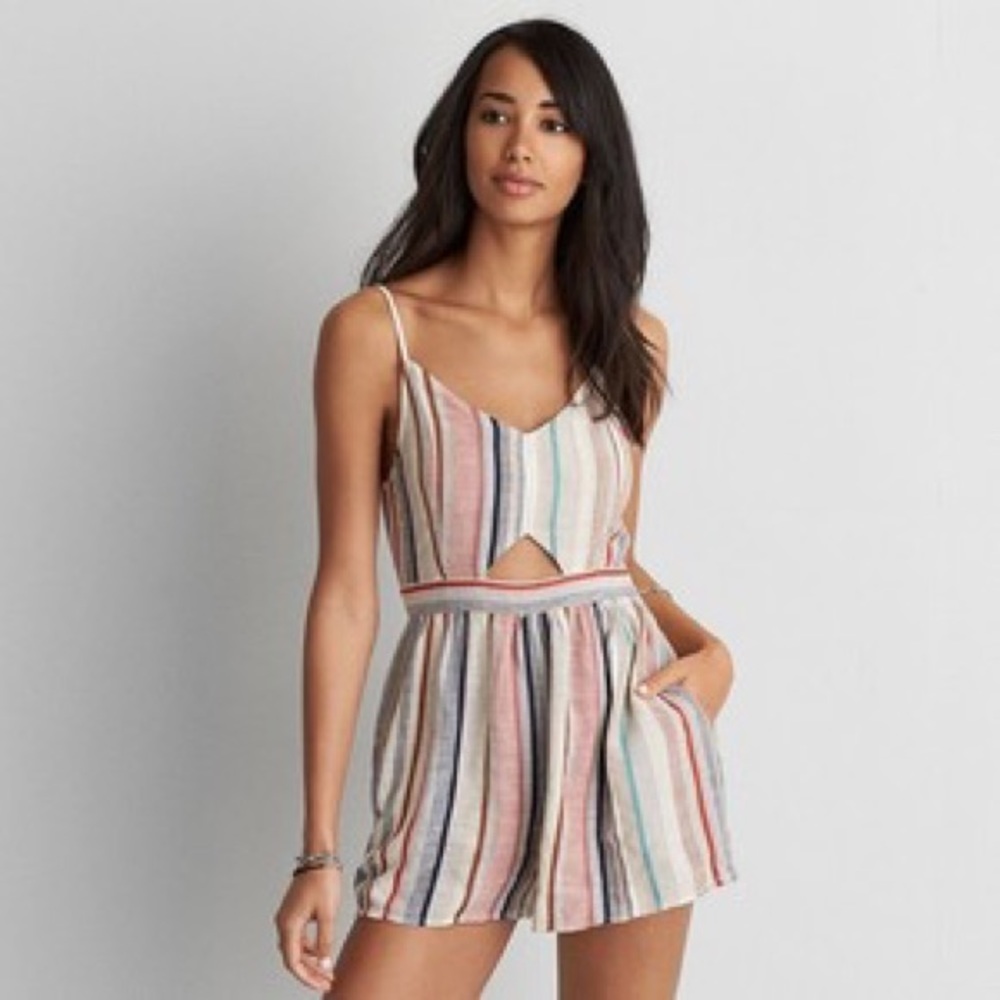 American Eagle Outfitters Striped Cotton Romper